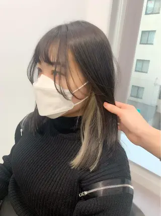 ミディアム カラー パーマ ヘアアレンジ メンズ キッズ ネイル マツエク・マツパ アイブロウ 似合せレイヤー/ 柔らか透明感カラーのヘアスタイル
