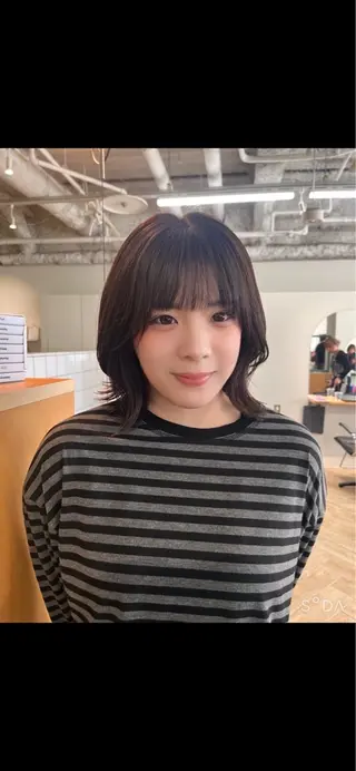 ミディアム パーマ 縮毛/パーマ/カラー LUVISM佐藤里咲のヘアスタイル