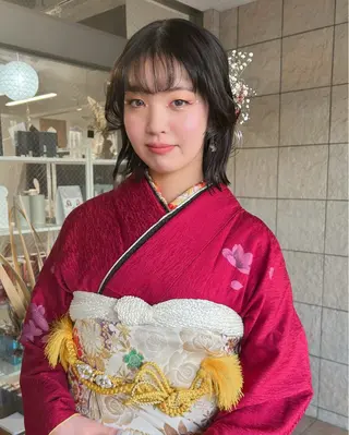 ミディアム ヘアアレンジ ダブルカラー,透け カラーHINARIのヘアスタイル