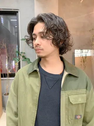 ミディアム パーマ メンズ 横井伴典 名古屋駅 メンズパーマ/カットのヘアスタイル