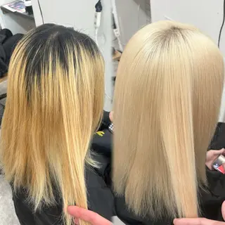 セミロング カラー GaKu/ブリーチ /デザイン/カラーのヘアスタイル