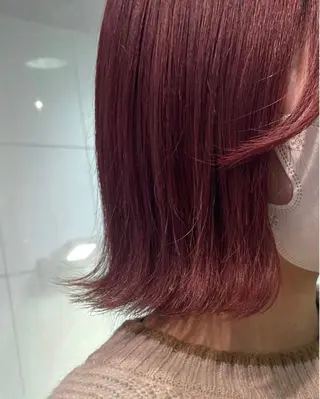 ミディアム カラー ボブ/暖色カラー コウボヒカルのヘアスタイル