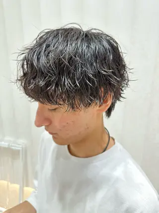 カラー パーマ メンズ 曲がる縮毛矯正/メン ズカット髪質改善のヘアスタイル