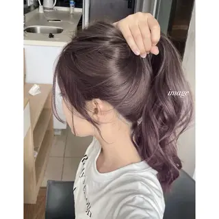 ロング カラー ヘアアレンジ Kurumi🩶銀座 ピンクラベンダー🎀のヘアスタイル