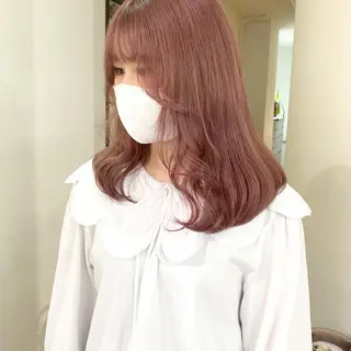 カラー mizuki/ピンク ベージュ.レイヤーのヘアスタイル