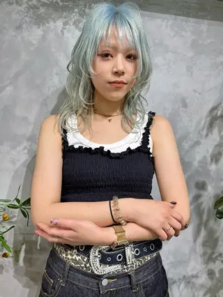 ロング カラー 横浜ブリーチムラ直し ハイトーン/ブリーチのヘアスタイル