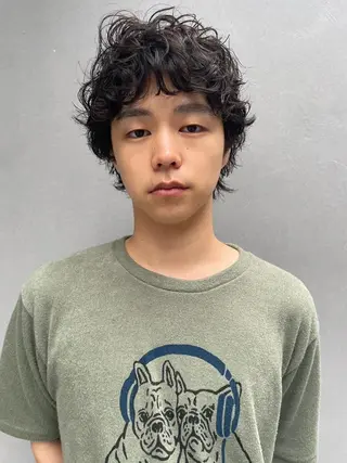 ショート カラー パーマ メンズ CEINEloq 学芸大学のヘアスタイル
