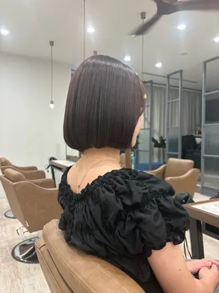 カラー まろみ暖色×ボブ ×chia🕯のヘアスタイル