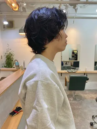 ミディアム パーマ メンズ 森貴裕/ニュアンス パーマ/オリーブのヘアスタイル