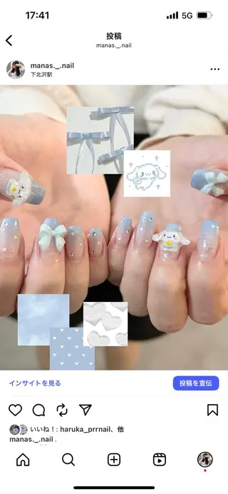 ネイル nailist mana𖤐´-のネイルデザイン