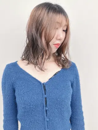 ミディアム パーマ ボブ/ゆるふわ ボブパーマ/とういのヘアスタイル