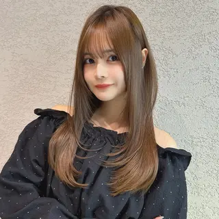 セミロング カラー レイヤー|縮毛矯正 |韓国ボブ|岡田洸太のヘアスタイル
