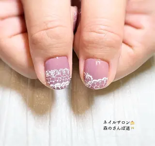 ネイル ショートネイル 森のさんぽ道のネイルデザイン