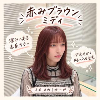 ミディアム カラー 長岡宮内【髪質改善】 透明感艶カラー坂井岬のヘアスタイル