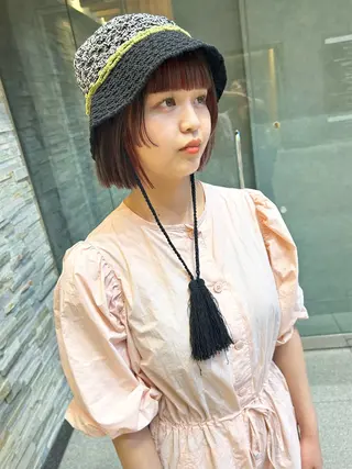 ショート カラー パーマ ヘアアレンジ デザインカラー/ボブ ブリーチカラー/ユリのヘアスタイル