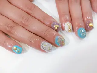 ネイル はばすみれ🎀ﾈｲﾙ 光ﾌｪｲｼｬﾙ ﾍｱのネイルデザイン