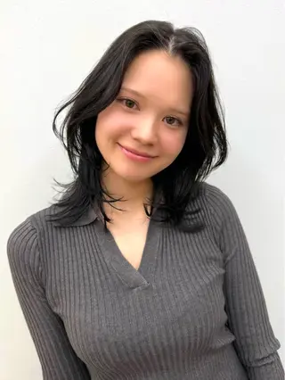 ミディアム カラー ✨コテ巻き風パーマ ✨川合佑哉のヘアスタイル