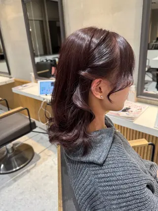 セミロング カラー ヘアセット/レイヤー 赤み消し/はるかのヘアスタイル