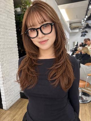 セミロング 艶カラー/フェイス レイヤー/たむのヘアスタイル