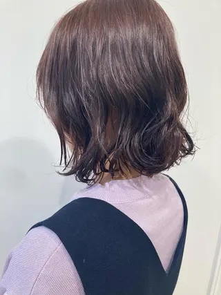 ミディアム カラー パーマ ヘアアレンジ 柳実帆/おさまるボブ /ジャニオタ美容師のヘアスタイル