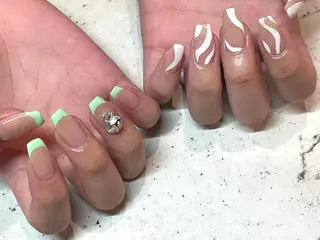 ネイル 韓国/ワンホン/長さ 出しつけ放題🎀のネイルデザイン