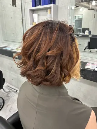 ショート カラー パーマ ヘアアレンジ Endearing 🌟銀座のヘアスタイル