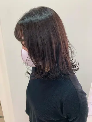 セミロング カラー 顔まわりカット✄ ベージュカラー🧸のヘアスタイル