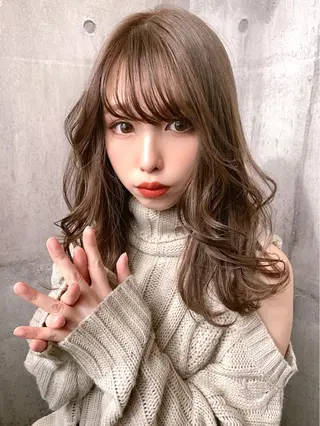 セミロング カラー パーマ メンズ縮毛矯正 細谷碧海のヘアスタイル