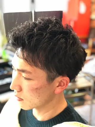 ショート カラー パーマ ヘアアレンジ メンズ men's特化　石井 貴章のヘアスタイル
