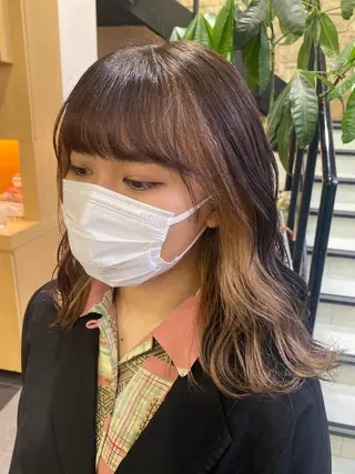 セミロング カラー ヘアアレンジ TSUNA 🌙 Lim 五反田のマツエク・マツパデザイン
