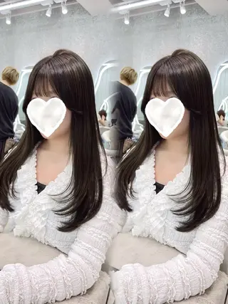 セミロング カラー 縮毛矯正ブリーチなし 🍒❤ゆうきのヘアスタイル
