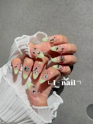 ネイル I-nailロング /ワンホン/キラキラのネイルデザイン