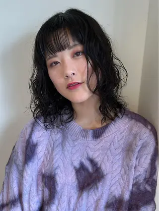 セミロング パーマ ヘアアレンジ 永井 亜実のヘアスタイル