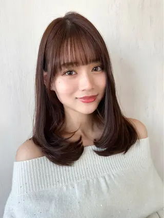 セミロング 顔周り/くびれヘア 韓国ヘア💕風間るなのヘアスタイル