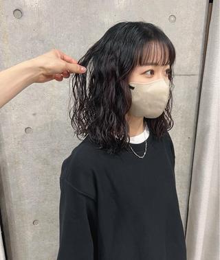 ミディアム パーマ 宮嶋 蓮のヘアスタイル