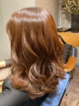 セミロング カラー 浅野 順一のヘアスタイル