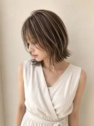 ミディアム カラー 海外風レイヤーカット 👑店長 平松 由のヘアスタイル