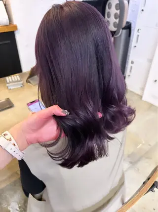 ロング カラー 🌷ラベンダーピンク 顔まわり🌷ねいろのヘアスタイル