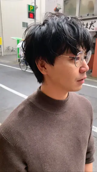 ショート パーマ メンズ 落合 優樹のヘアスタイル