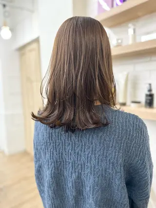 セミロング カラー パーマ ヘアアレンジ メンズ キッズ マツエク・マツパ アイブロウ 似合せレイヤー/ 柔らか透明感カラーのヘアスタイル
