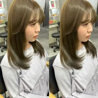 セミロング カラー 髪質改善🩵縮毛矯正 代々木/木下のヘアスタイル