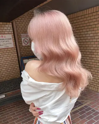 セミロング カラー ブリーチ 透明感HIDEのヘアスタイル