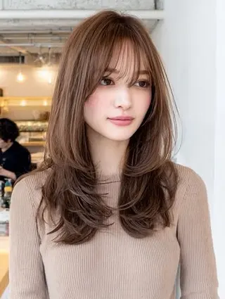 ミディアム 絶対綺麗な暖色カラー 🎯あります✨増渕✨のヘアスタイル