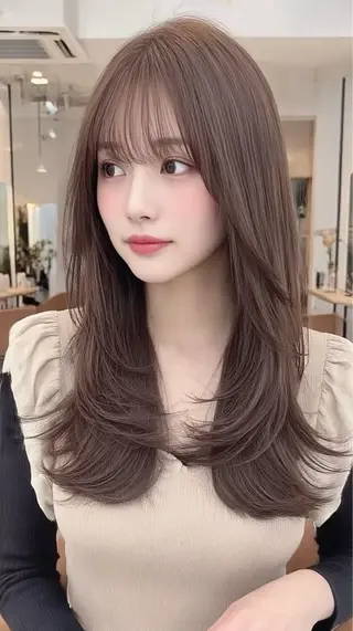 セミロング カラー 韓国×艶ハイトーンが かわいい✨️リオ🍒のヘアスタイル