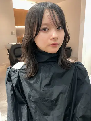 ミディアム カラー パーマ 抜け感ボブ×パーマ ｜kazaneのヘアスタイル