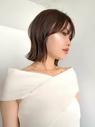 ミディアム カラー ヘアアレンジ 縮毛矯正×ボブ🥣 オイカワ レイのヘアスタイル
