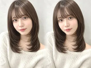 ミディアム カラー 池袋/小顔レイヤー/ 顔まわり/taigaのヘアスタイル