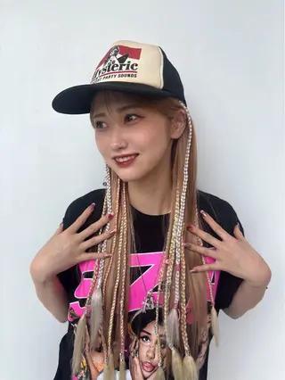 ロング 韓国エクステ／羽エク ダブルスキル💛のヘアスタイル
