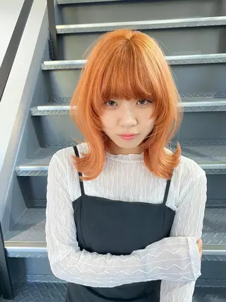 セミロング カラー ヘアアレンジ ハイトーンカラー🌈 メンズパーマ鈴木康平のヘアスタイル