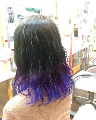 ミディアム ゆぴ☾‪/推しカラー /ハイトーンのヘアスタイル